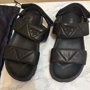 Prada Black Leather Sandals